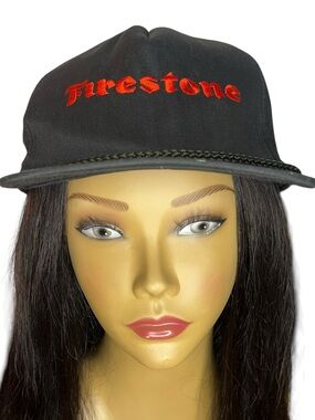 Vintage Firestone Snapback Hat USA Made Spellout Sportswear Embroidered Cap